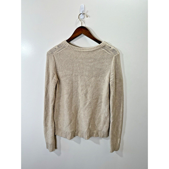 J Crew Womens Sweater Cable Knit Sweater Sz S Wool Beige Preppy Academia Minimal - Picture 2 of 7